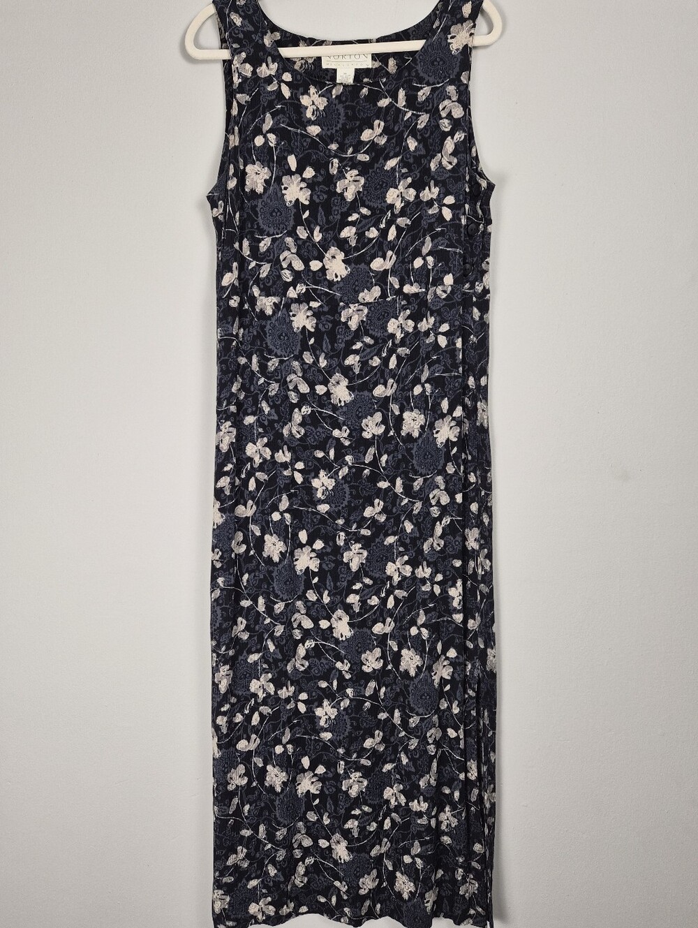 Norton McNaughton Womens Dress XL Vintage 90s Floral Rayon Tank Maxi Side Button